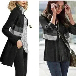 CAbi Womens Osaka Nights Black & Gray Size XS Convertible Zip Off Jacket